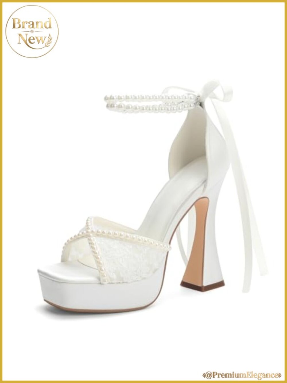 Lace Pearl Platform Wedding Heels